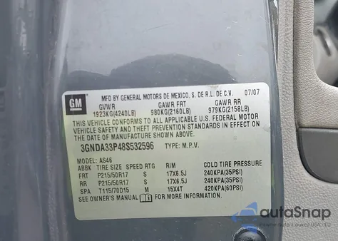 2008 Chevrolet Hhr Lt from USA, damaged, VIN 3GNDA33P48S532596